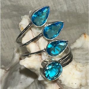 Sparkly Blue Fairy Quartz multi-gem handcrafted ring